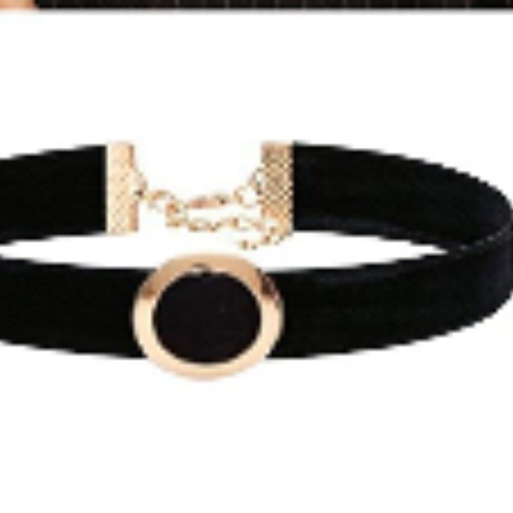 4 Black Chokers Gold Hardware Adjustable Size - Picture 3 of 9